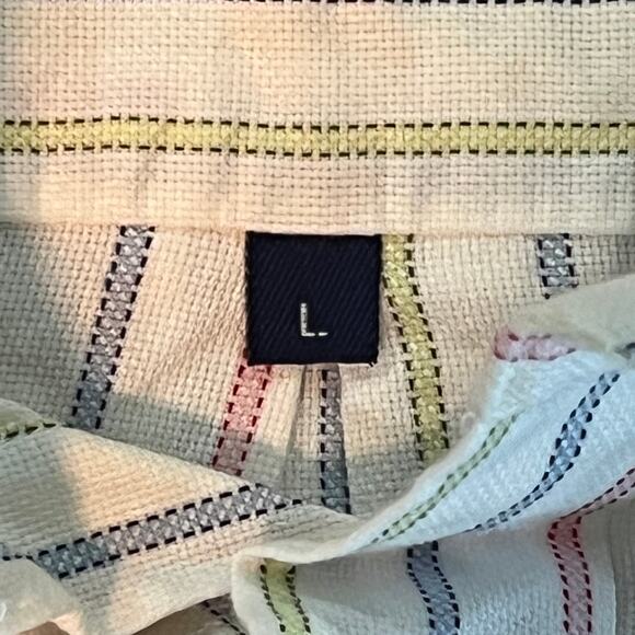 Alan Flusser Long Sleeve Button-Down Shirt White w/ Pastel Stripes Mens Large - Picture 7 of 9